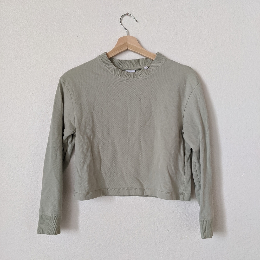 Kotn long sleeve crop cotton terry sweatshirt